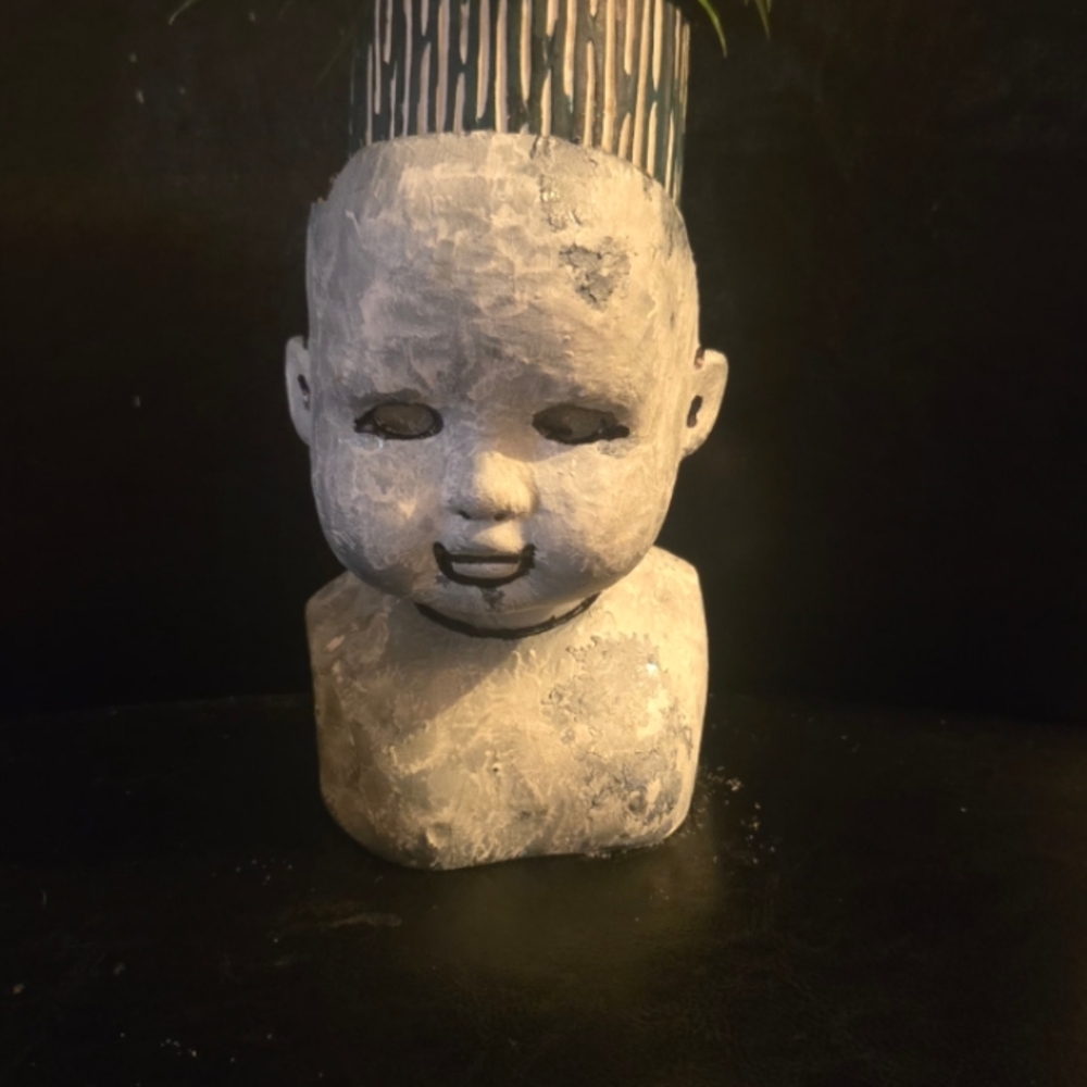 Macabre, Dark Arts Abstract Gray Bust Planter